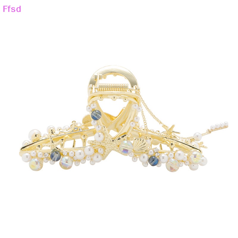 {Ffsd} Kẹp Tóc Kim Loại Đính Đá Ngọc Trai Thời Trang Sáng Bóng Phong Cách Retro Cho Nữ * Bán Chạy