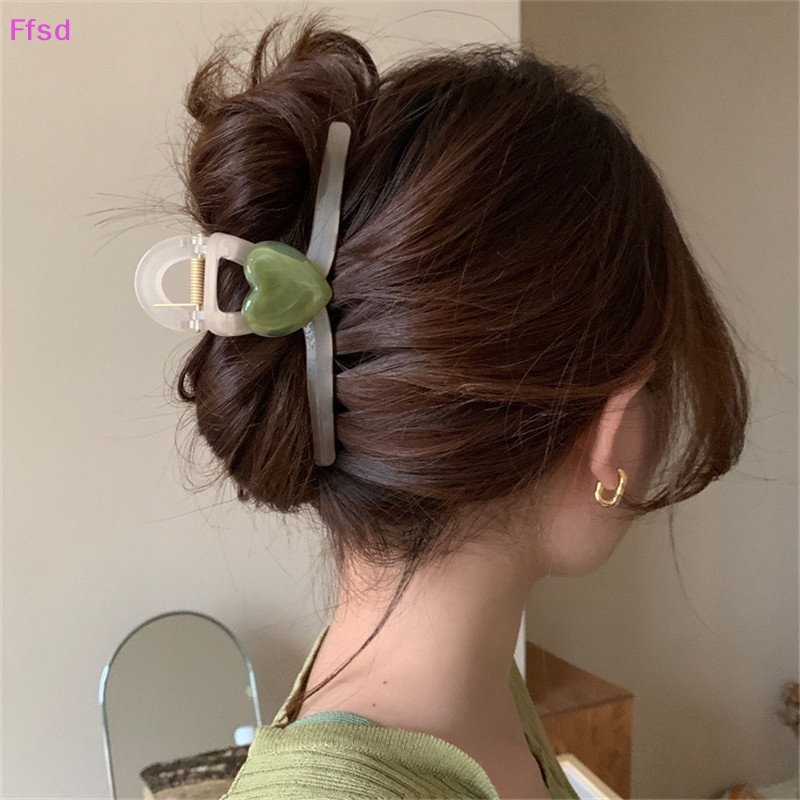 Kẹp Tóc Hình Trái Tim Màu Thạch Phong Cách Vintage Hàn Quốc Dễ Thương Cho Nữ