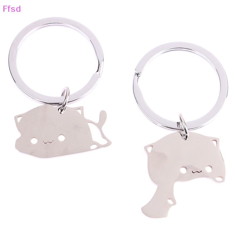 {Ffsd} Móc Chìa Khóa Bằng Thép Không Gỉ Hình Mèo Hoạt Hình Dễ Thương Trang Trí Túi Xách * Bán