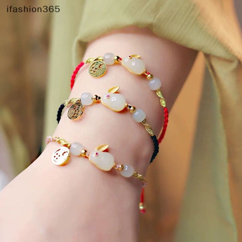 [ifashion365] 2023 Vòng Tay Dây Bện Mặt Thủ Công Tự Làm Mặt Hình Thỏ Dễ Thương Làm Quà Tặng Cho Bạn Gái / Học Sinh