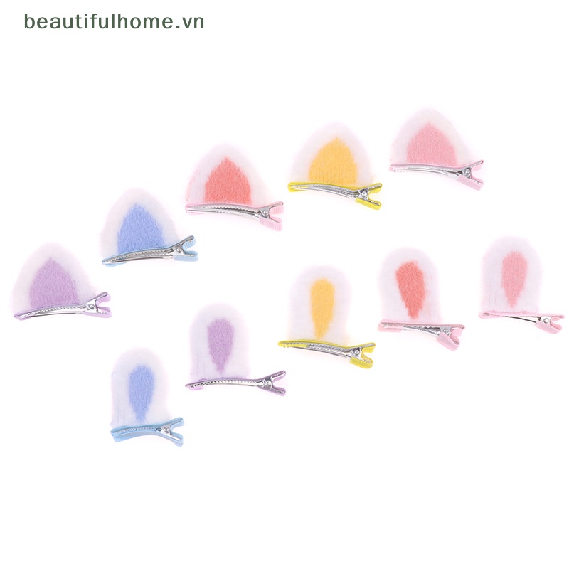 Kẹp Tóc Tai Thỏ Phủ Lông Nhung Dễ Thương Xinh Xắn