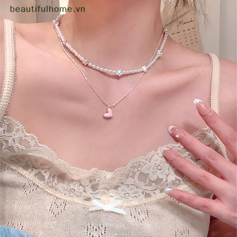 [beautifulhome] Vòng cổ Chuỗi Hạt Ngọc Trai / Ngôi Sao / Trái Tim Xinh Xắn Ngọt Ngào Thời Trang Cho Nữ [beauty]