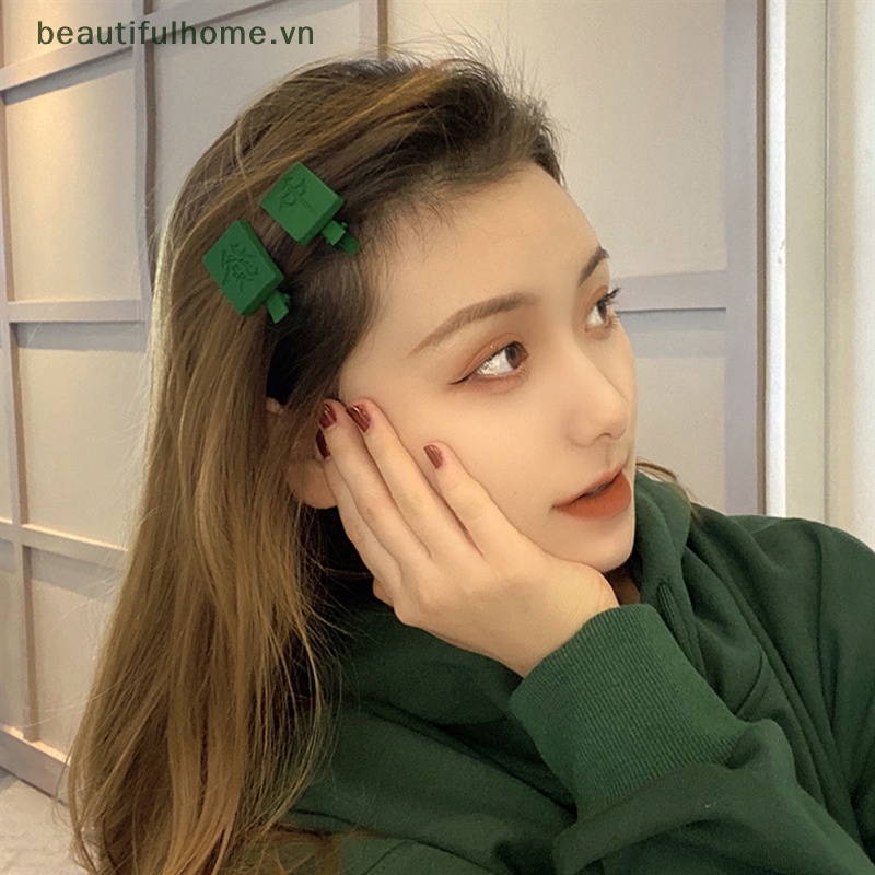1 Cặp Kẹp Tóc Hình Học Mini Dễ Thương Mừng Năm Mới