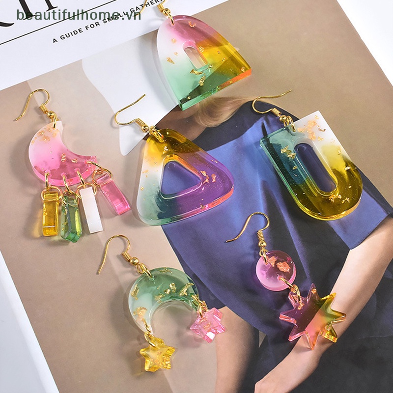 Khuôn Silicone Làm Mặt Dây Chuyền / Móc Khóa Hình Oval / Trái Tim / Mặt Trăng Bằng Pha Lê DIY