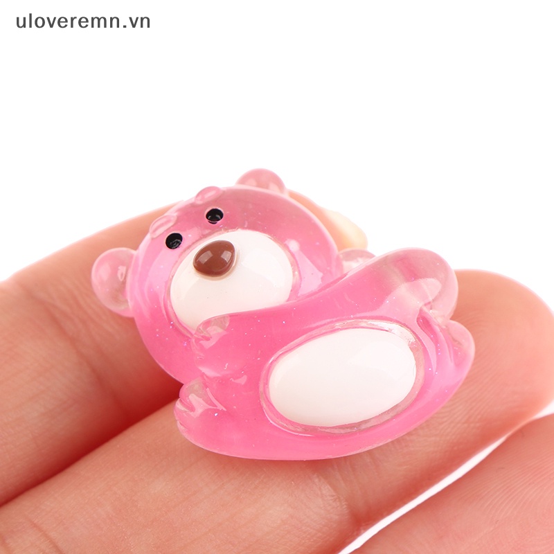 Bộ 5 Gấu Dâu Tây Mini Bằng Nhựa Phát Quang Trang Trí Sân Vườn