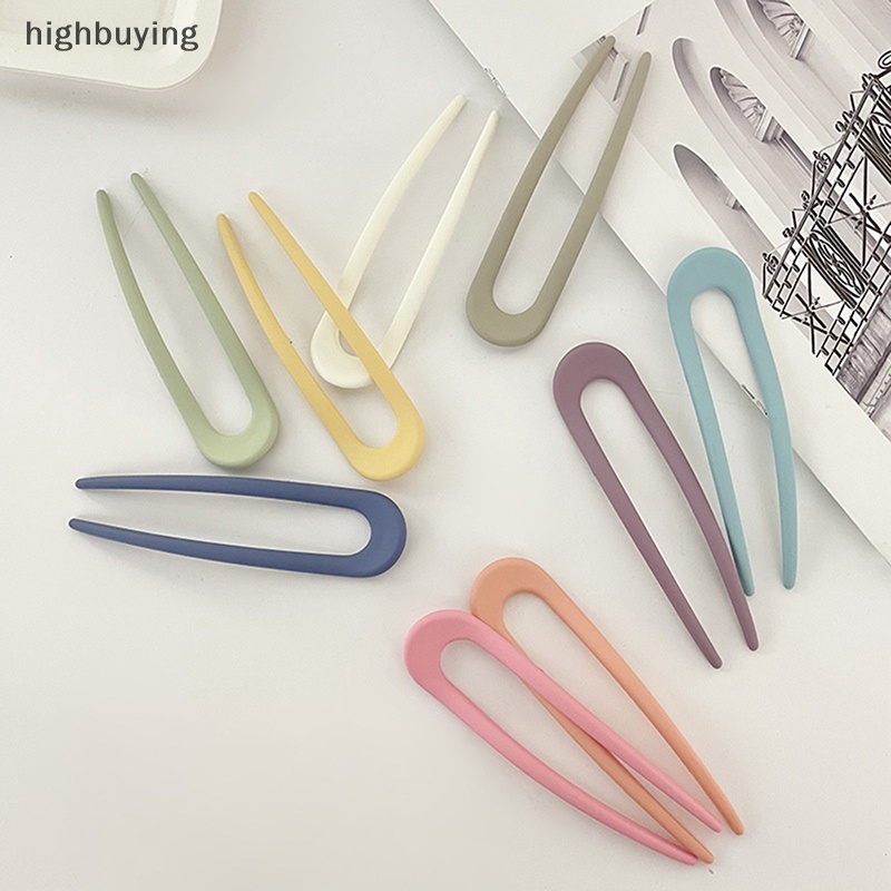 1 Trâm Cài Tóc Chữ U Bằng Nhựa Màu Trơn Trang Nhã Cho Nữ