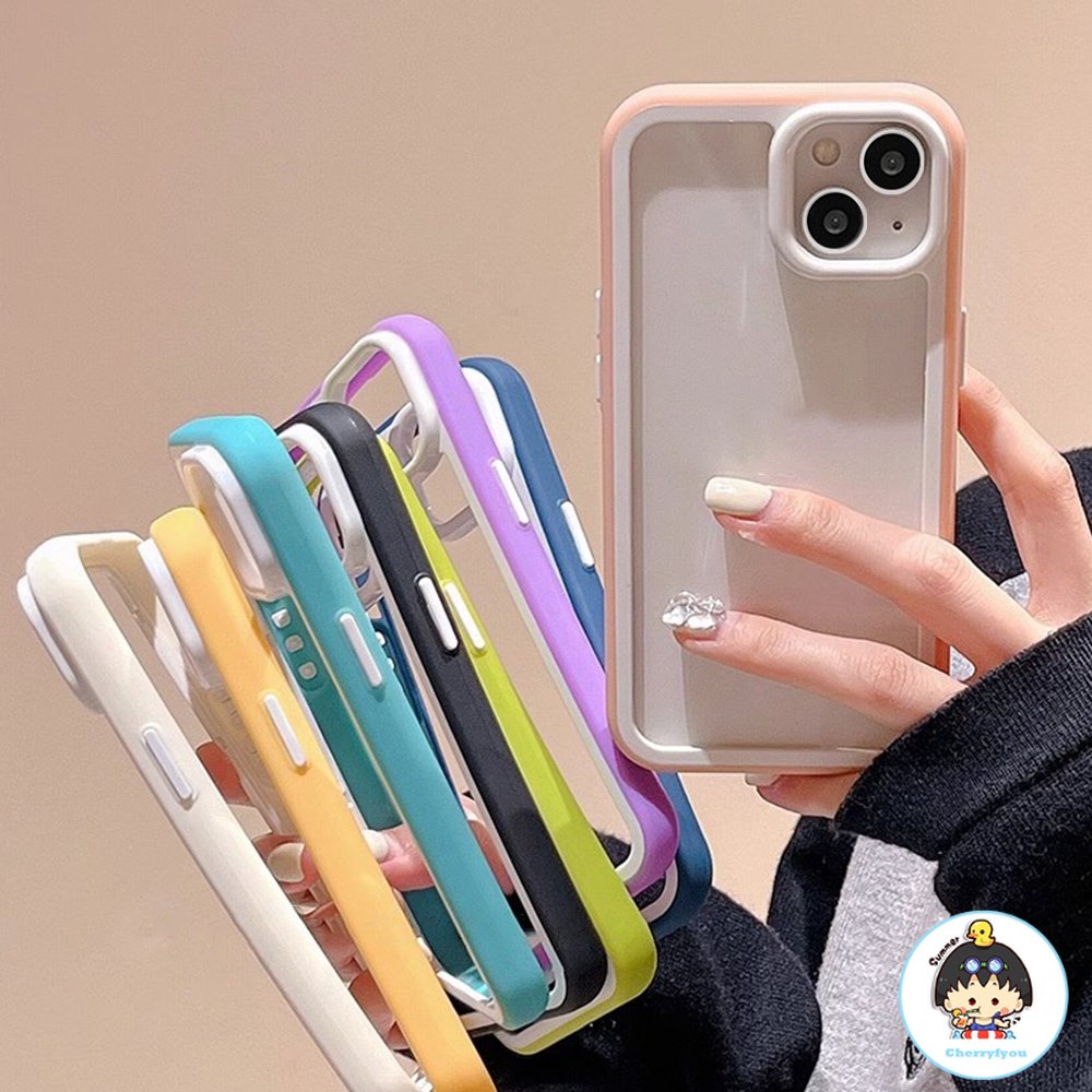 Ốp Điện Thoại TPU Mềm Chống Dấu Vân Tay Màu Tương Phản Cho IPhone 11 14 13 12 Pro Max