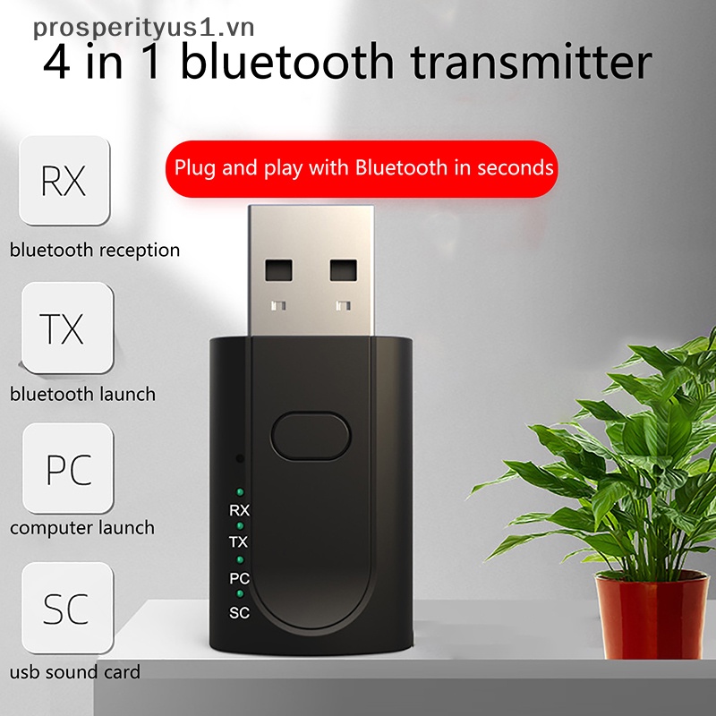 Usb Thu Phát Tín Hiệu Bluetooth 5.1 4 Trong 1 Cho TV / Máy Tính / Xe Hơi Chuyên Nghiệp 1 [VN]