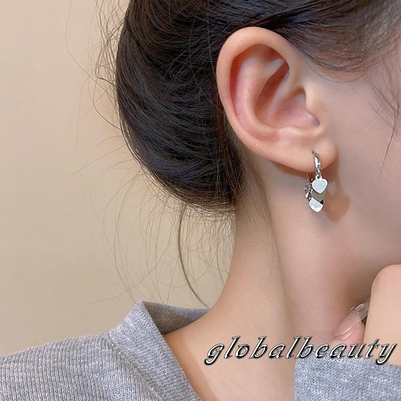 Bông Tai Dáng Dài Hình Trái Tim Dễ Thương Cho Nữ