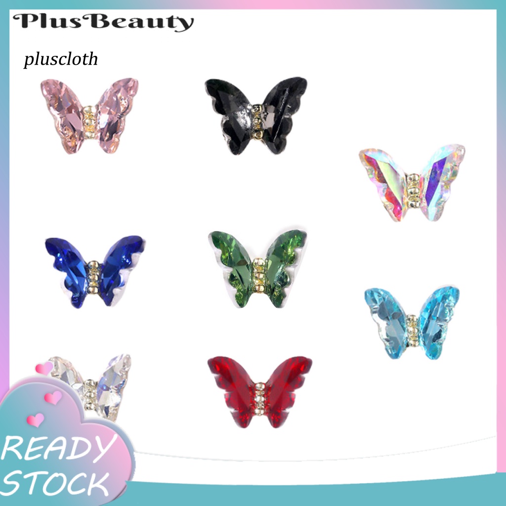 Set 10 Phụ Kiện Trang Trí Móng Tay Nghệ Thuật Hình Bướm Ba Chiều Không Phai