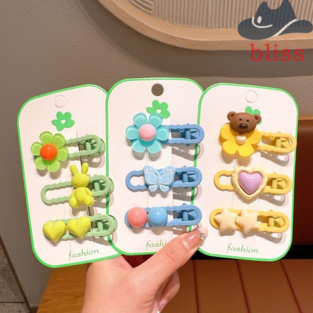 Kẹp Tóc Mái Vịt Hình Hoa / Gấu Hoạt Hình Dễ Thương Cho Nữ