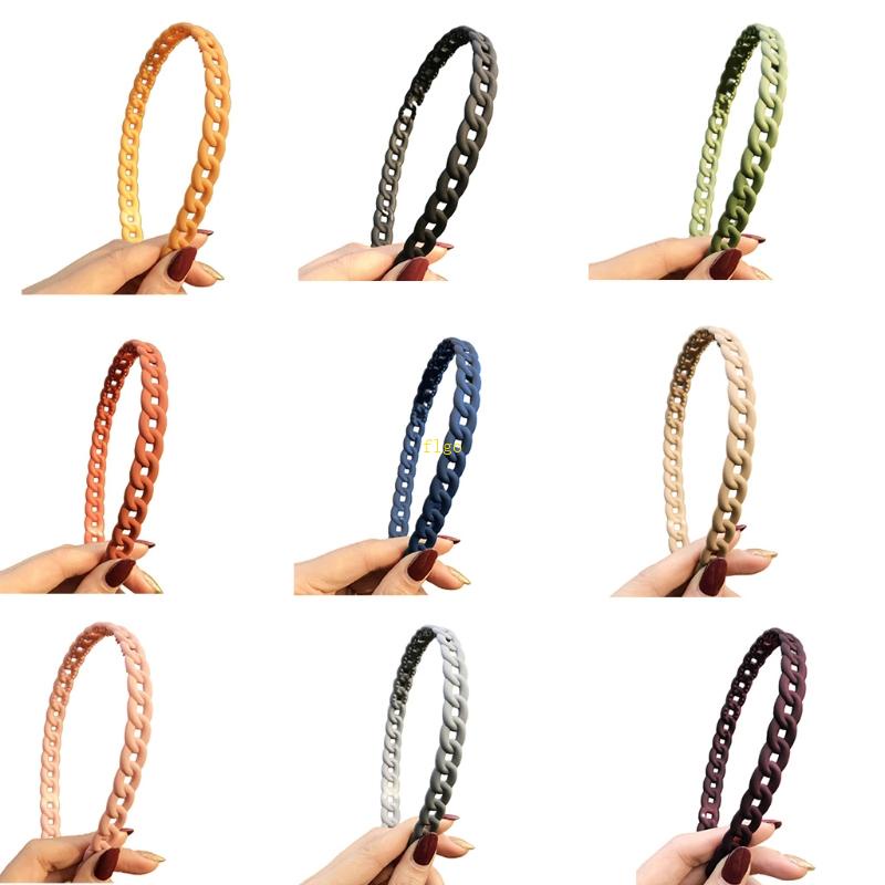 Flgo Băng Đô Cài Tóc Bằng Resin Màu Trơn Đơn Giản Thời Trang Cho Nữ