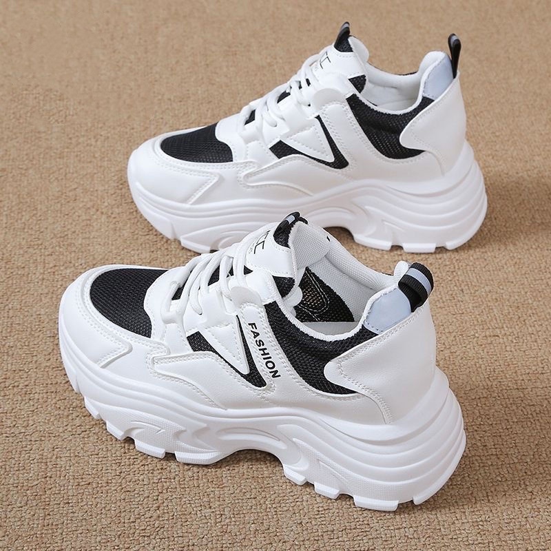 Giày Thể Thao Tăng Chiều Cao Phối Lưới Thoáng Khí Thời Trang Mùa Hè 2023 Cho Nữ