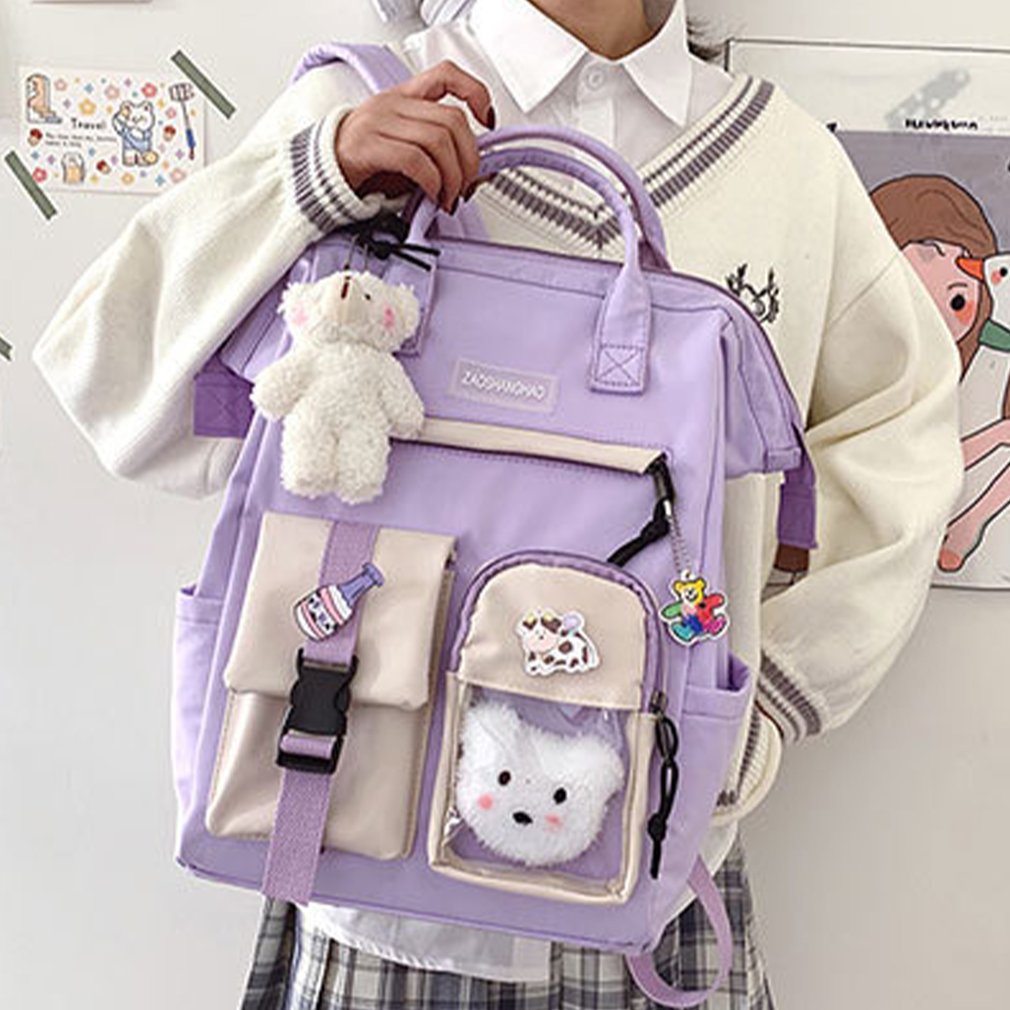 =Christmas=Backpack Large Capacity School Bags Women Waterproof Candy Colors Rucksacks