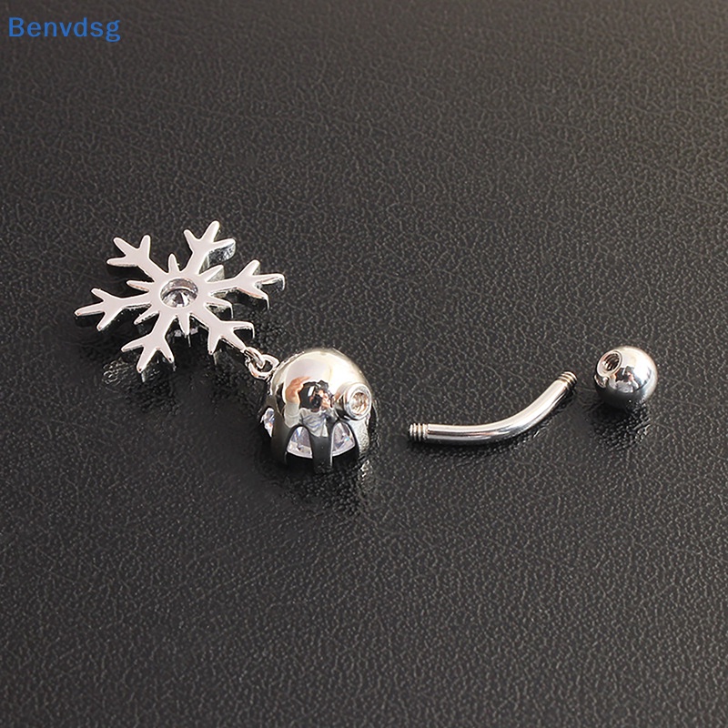 Khuyên Rốn Bằng Thép Không Gỉ Đính Đá Zircon Hình Bông Tuyết Màu Hồng Và Trắng Sáng Tạo Quyến Rũ Dành Cho Nữ