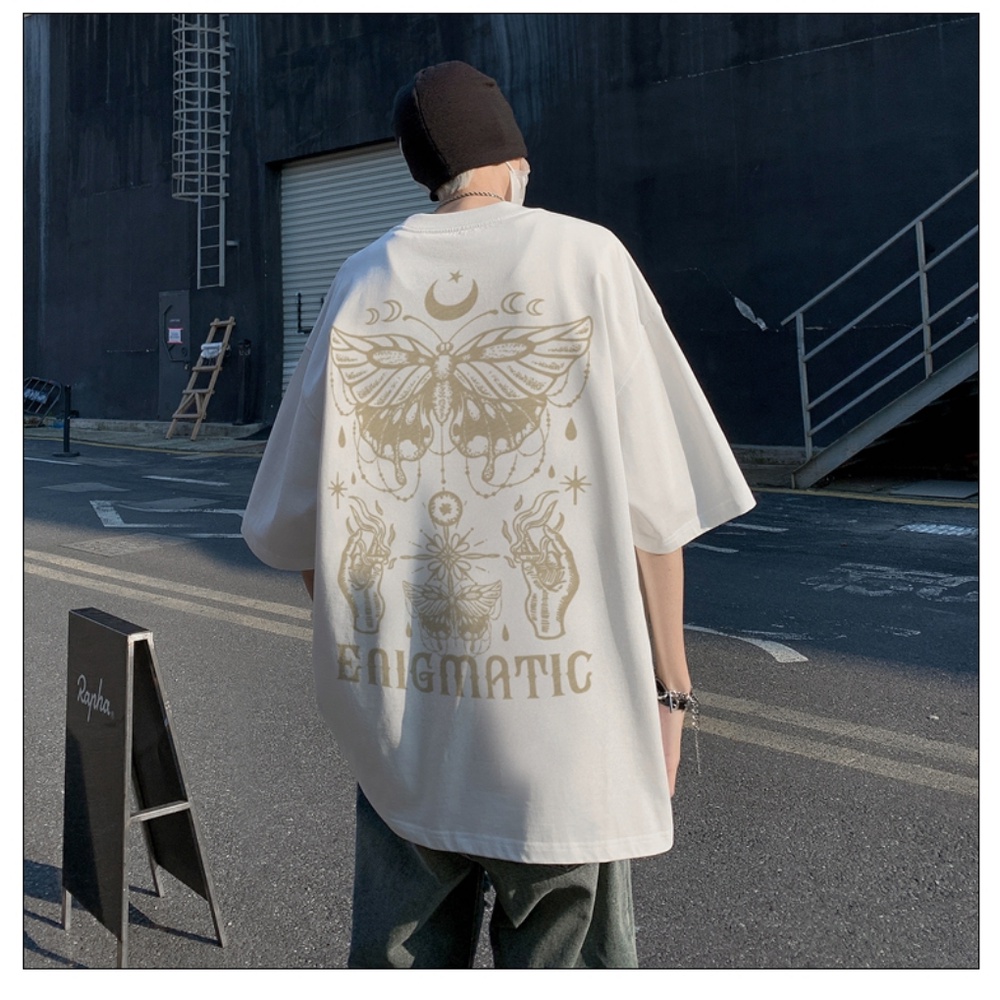 Áo Thun Tay Ngắn In Hình Bướm Phong Cách Đường Phố Cho Nam