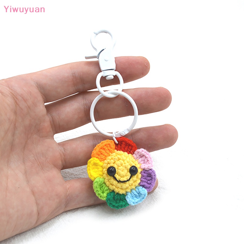 < Yiwuyuan > Móc Khóa Điện Thoại Di Động Mặt Dây Len Đan Thủ Công Mặt Cười Hoa Hướng Dương Nhỏ Sáng Tạo Thích Hợp Làm
