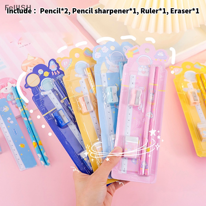 1 Bộ Văn Phòng Phẩm Hoạt Hình Đáng Yêu Nhỏ Gọn Dành Cho Học Sinh 439br