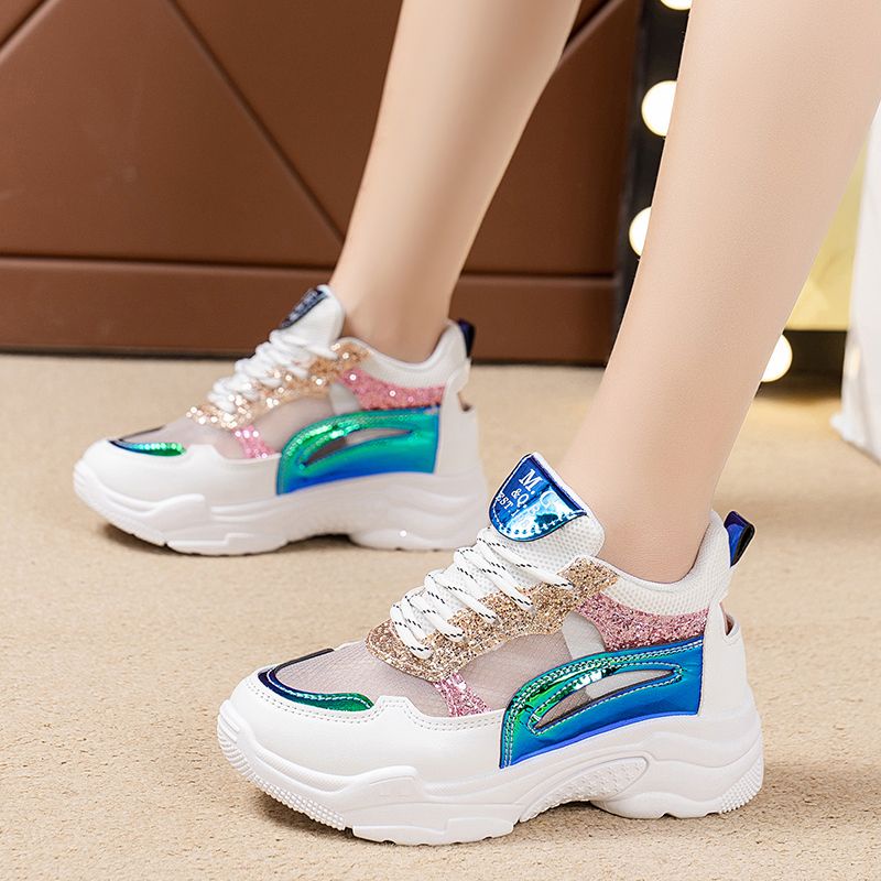 Giày Sneaker Đế Xuồng Dày Tăng Chiều Cao Phong Cách Mới Mùa Hè 2023 Cho Nữ