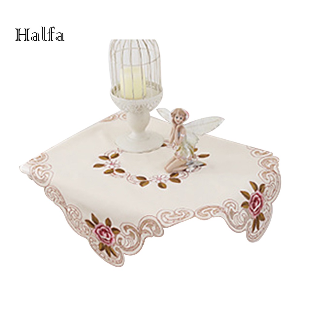 / Hf / Khăn Trải Bàn Bằng Polyester Họa Tiết Thêu Hoa Đẹp Mắt