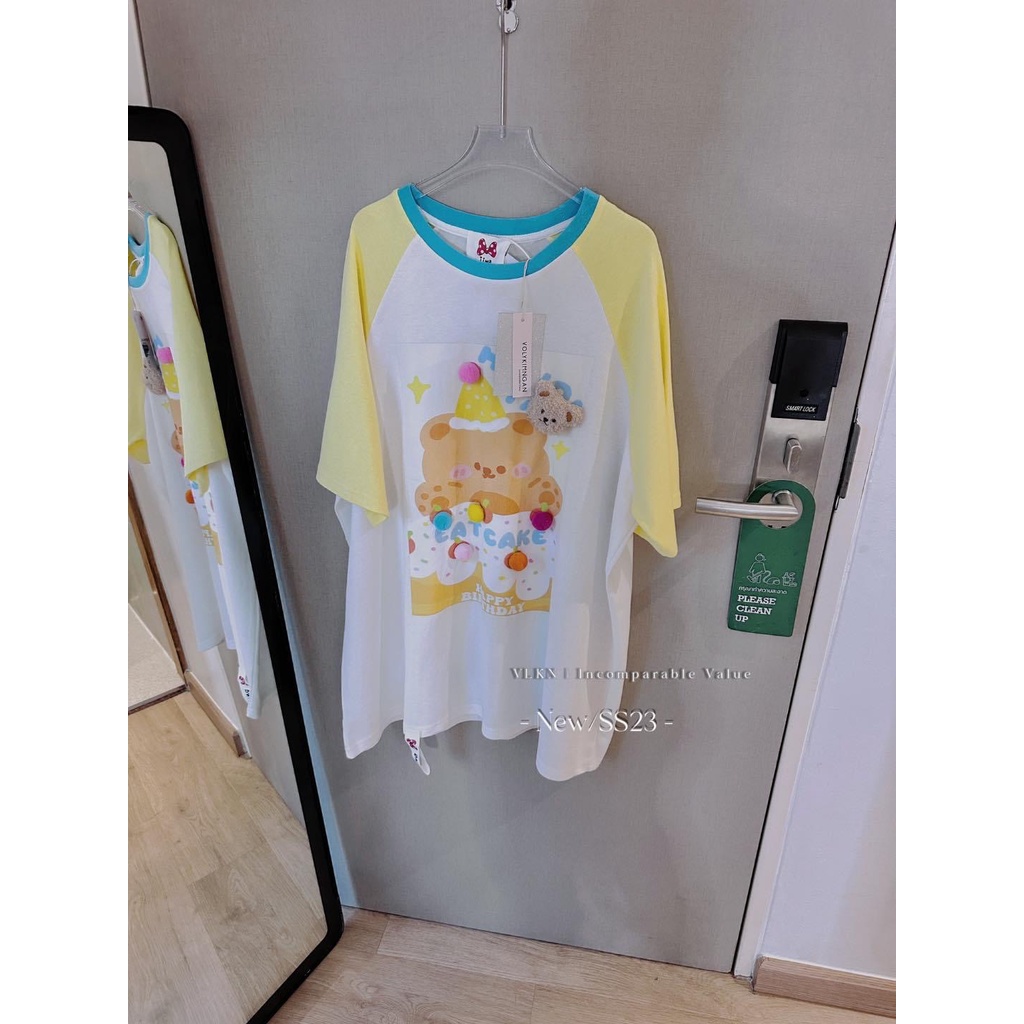 Áo thun gấu tay màu ca.ke jiwa