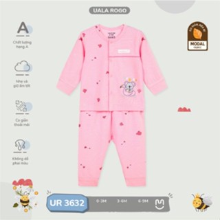 Bộ Quần Áo Sơ Sinh Cài Giữa Vải Sợi Tre Mềm Mại Thoáng Mát Uala Rogo UR3632