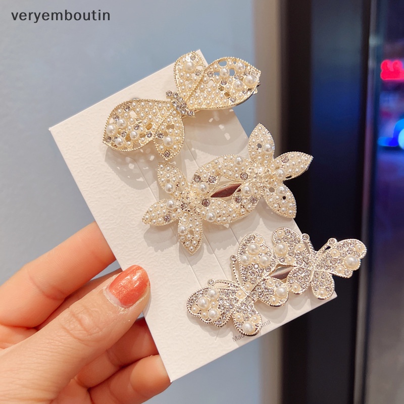 Kẹp Tóc Hình Hoa Và Bướm Đính Ngọc Trai Nhân Tạo Thời Trang Cho Nữ