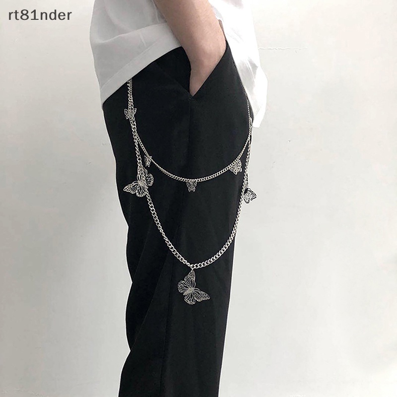 Rt Thắt Lưng Hai Lớp Phối Móc Khóa Hình Bướm Rỗng Phong Cách Hip Hop Cổ Điển Hợp Thời Trang Cho Nam Và Nữ