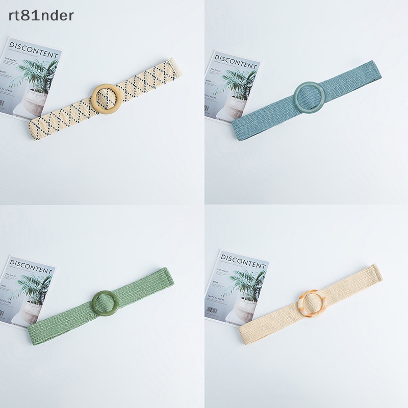 Rt 1 Thắt Lưng Bện Rơm Mỏng Co Giãn Mặt Tròn / Vuông Cổ Điển Cho Nữ n