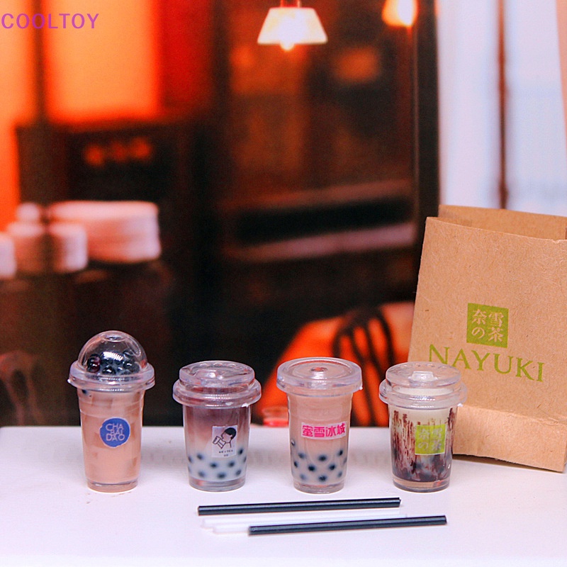 1 Bộ Cốc Uống Nước Trà Sữa Thu Nhỏ 1: 12 Dùng Trang Trí Tiểu Cảnh / Nhà Búp Bê