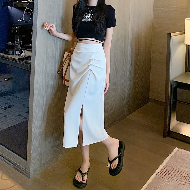 Chân Váy Dáng Chữ A Lưng Cao Xếp Ly Lệch Tà Thời Trang Mùa Hè 2023 PJ