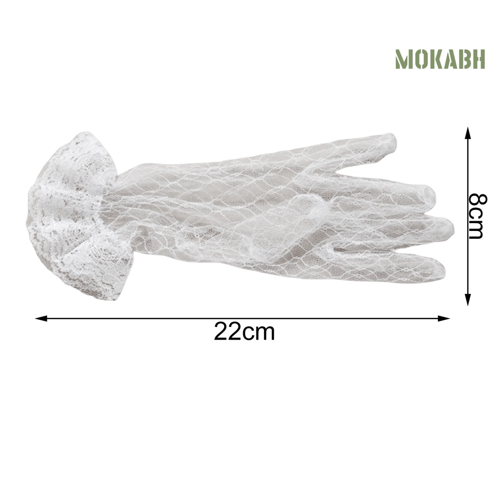 1 Đôi Găng Tay Cô Dâu Phối Ren Lưới Màu Trơn Thiết Kế Thanh Lịch