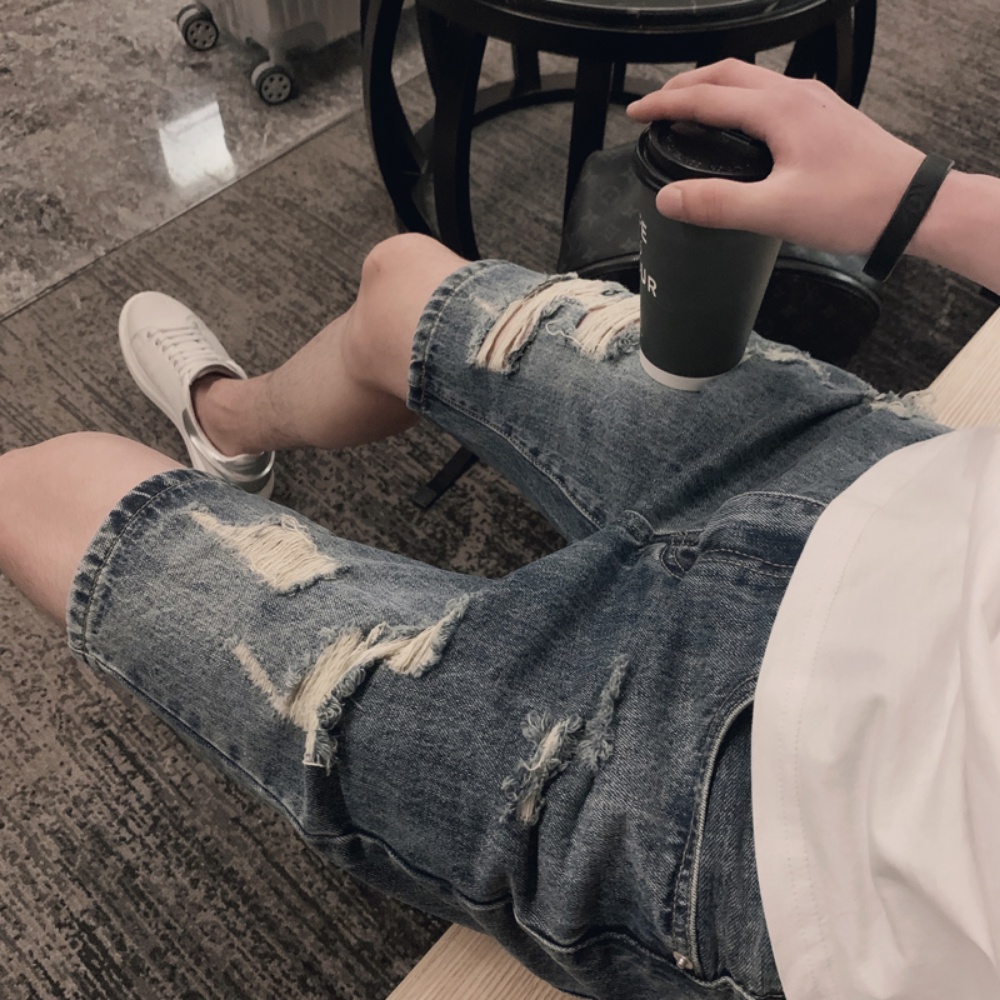 Quần Short Denim Rách Thời Trang Mùa Hè Hàn Quốc 2023 Mới Cho Nam