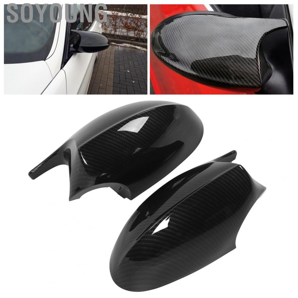Soyoung 2pcs Carbon Fiber Style Side Mirror Caps Protection Cover Fit for E90 E91 E92 E93