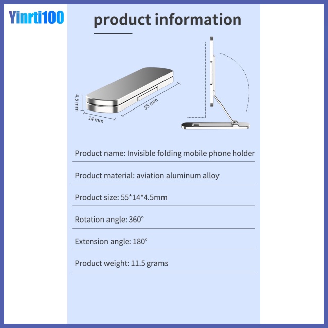 Giá Đỡ Điện Thoại Yinrti 360xc2xb0 Bằng Hợp Kim Nhôm Có Thể Gập Lại Tiện Dụng