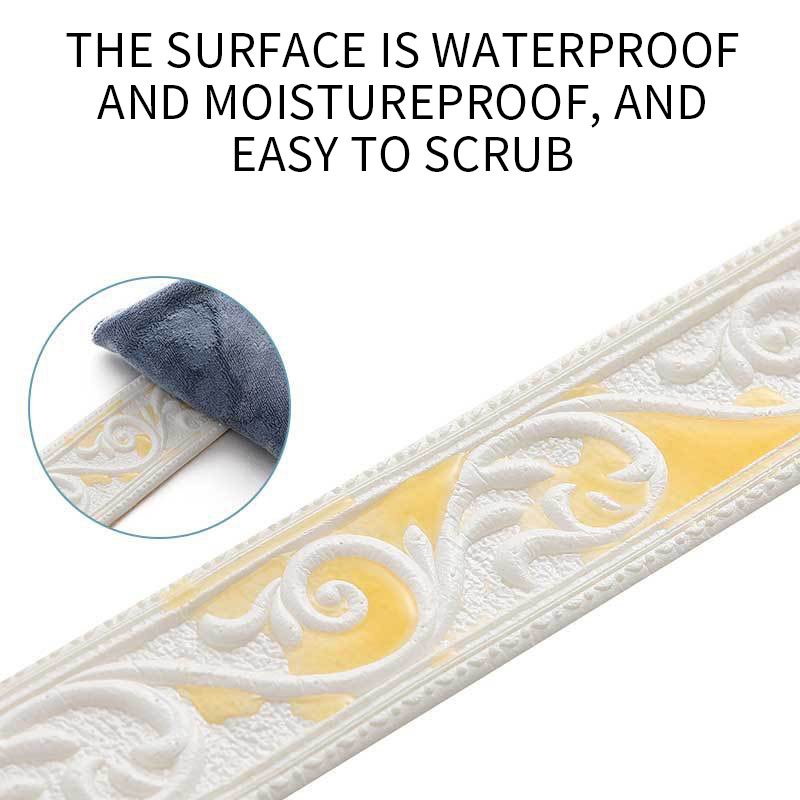 Miếng Dán Viền Tường Tự Dính Họa Tiết 3D Chống Thấm Nước Trang Trí Nhà Cửa