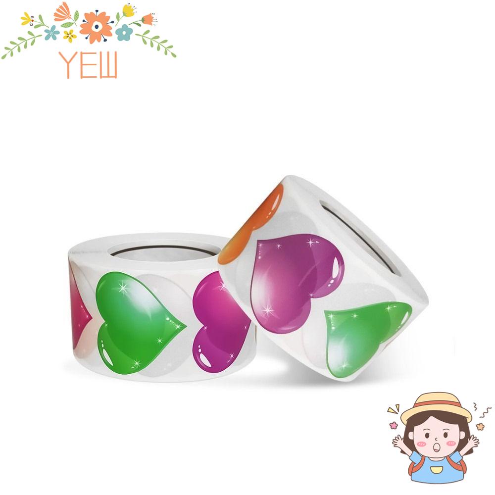 Bộ 2 Cuộn Sticker Hình Trái Tim Nhiều Màu Sắc Dùng Trang Trí