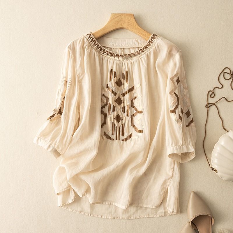 Áo Sơ Mi Cotton Lanh Dáng Rộng Thời Trang Mùa Hè Phong Cách Hàn Quốc Dành Cho Nữ