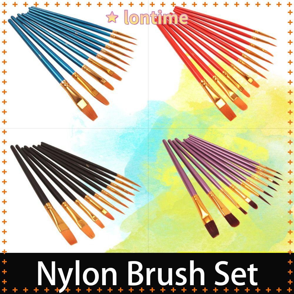 Set 10 Cọ Vẽ Tranh Sơn Dầu Bằng Sợi Nylon Đặc Biệt Đa Năng Dành Cho Trẻ Em