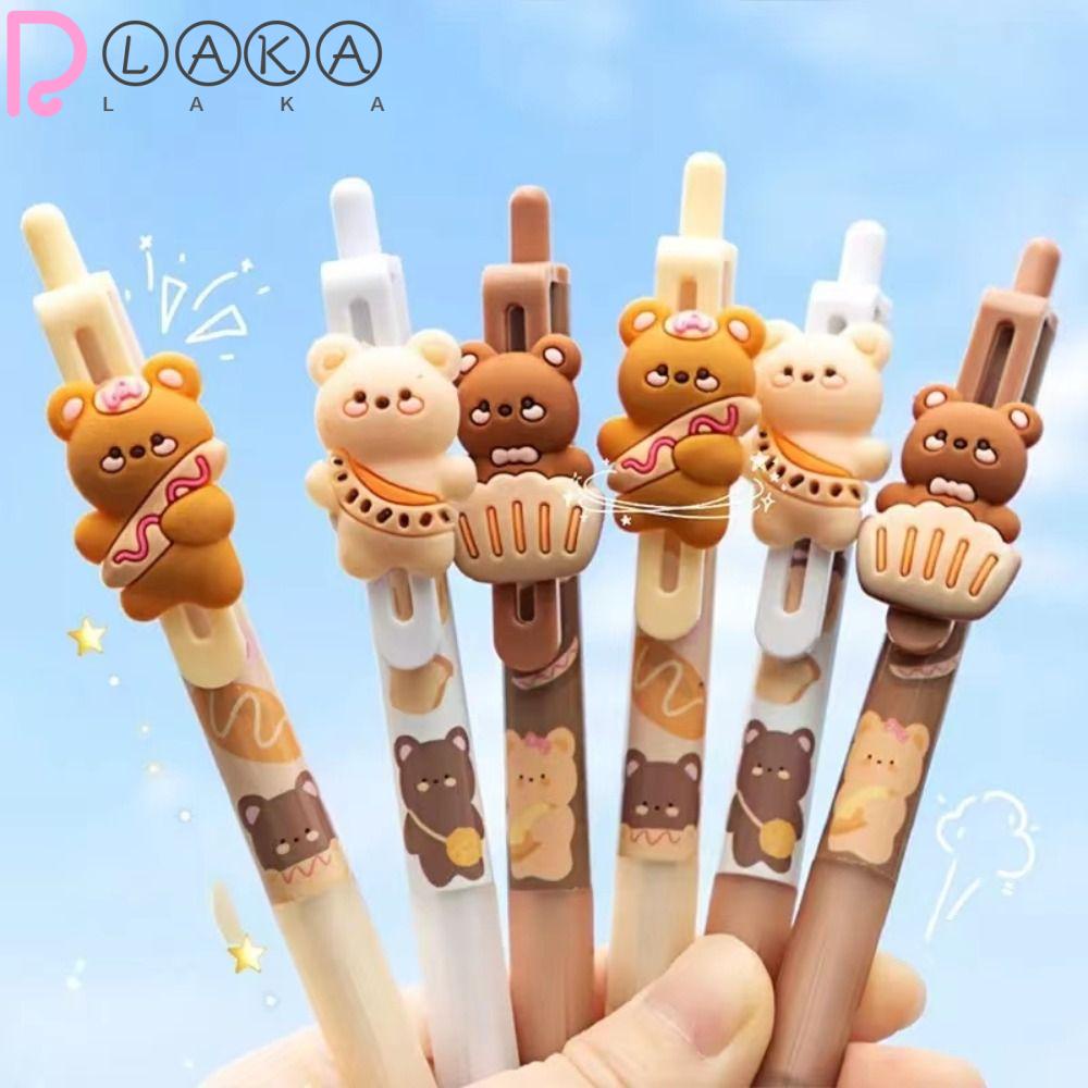 Set 3 Bút Mực Gel Ngòi 0.5mm Hình Gấu Hoạt Hình Dễ Thương