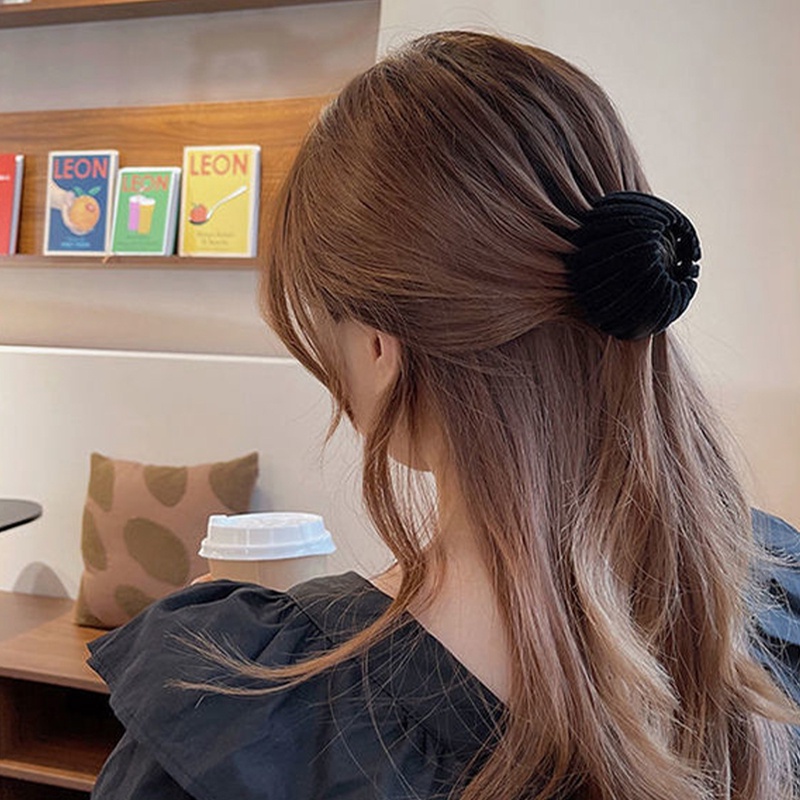 Ygt Kẹp Tóc Đuôi Ngựa Bằng Nhung Màu Trơn Xinh Xắn Cho Nữ
