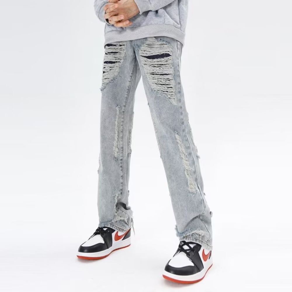 Bzyc Quần Jean Dài Thẳng Cắt Micro Ống Loe Cao Phong Cách Đường Phố Mỹ Thời Trang Mùa Hè Mới Dành Cho Nam