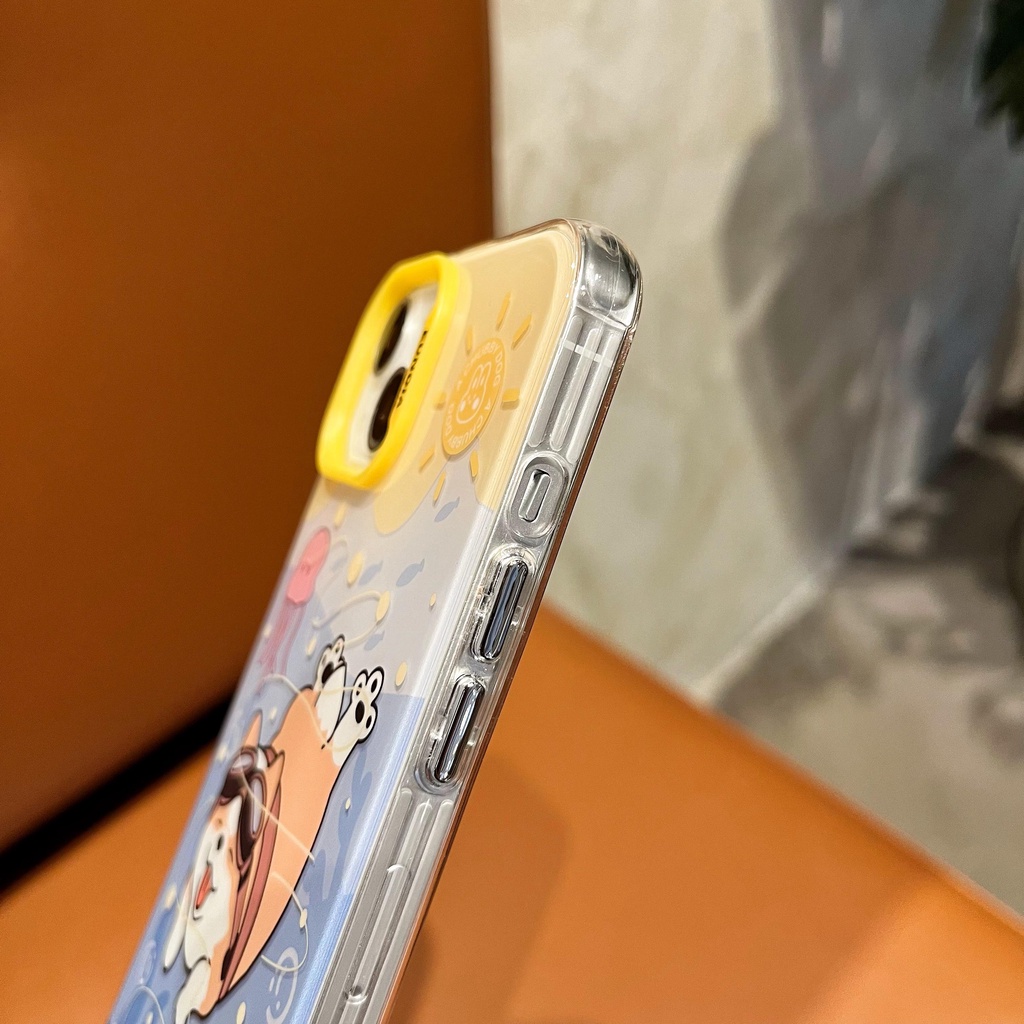 Ốp Điện Thoại TPU Mềm Trong Suốt Hai Mặt Chống Sốc In Hình Cún Bơi Lội Cho iPhone 14 13 12 11 Pro Max