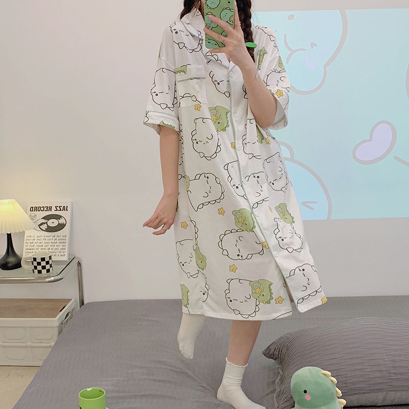 Đồ ngủ Cotton Ngắn Tay Dáng Vừa Phối Lưới Thời Trang Mùa Hè Cho Nữ