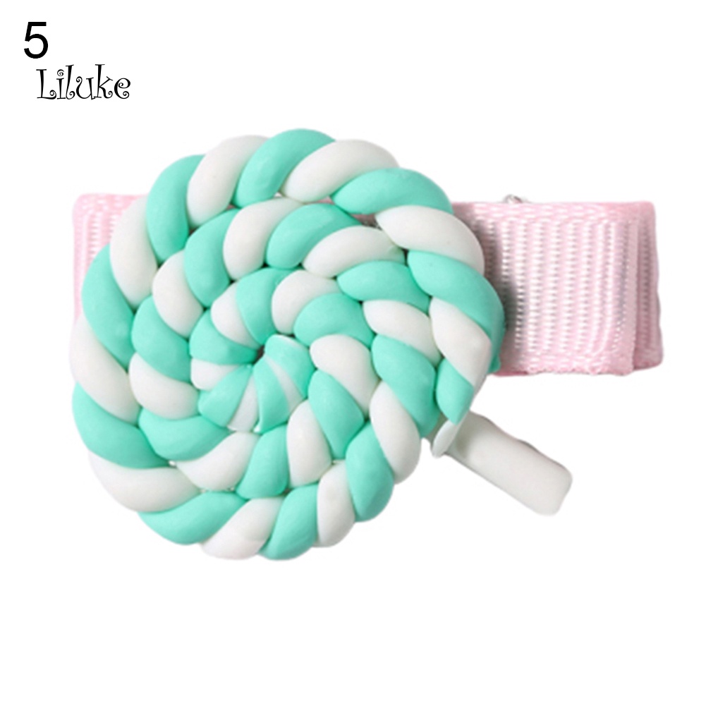 Kẹp Tóc Màu Trơn Trang Trí Hình Kẹo Mút Và Đám Mây Dễ Thương Cho Nữ