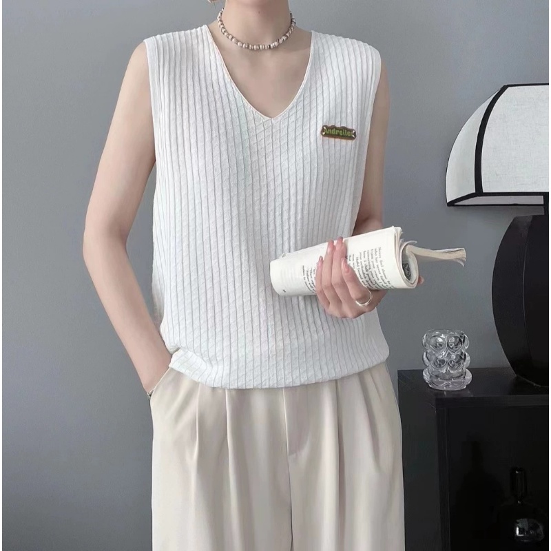 Áo Hai Dây Dệt Kim Mỏng Cổ Chữ V Đính Hạt Thời Trang Mùa Hè Cho Nữ