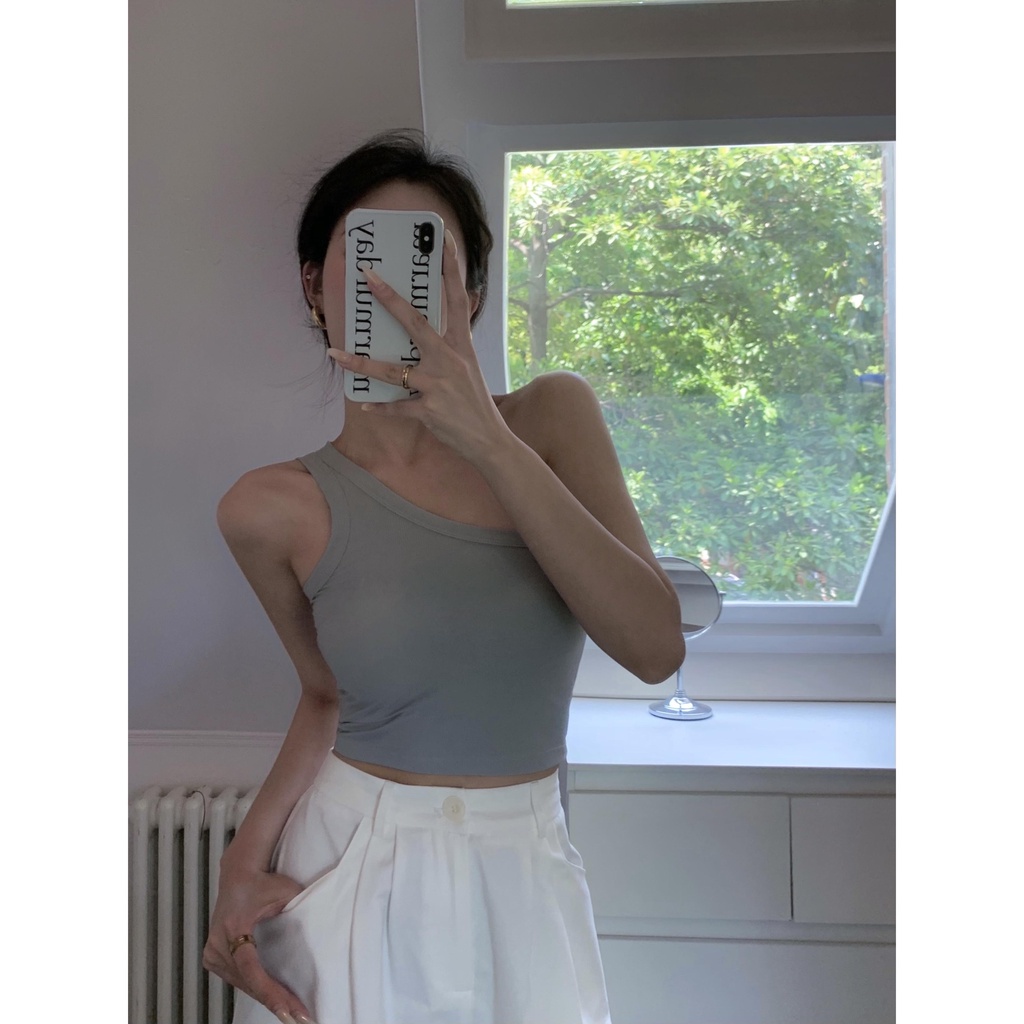 Áo Croptop Thể Thao Lệch Vai Mùa Hè Nóng Bỏng Cho Nữ