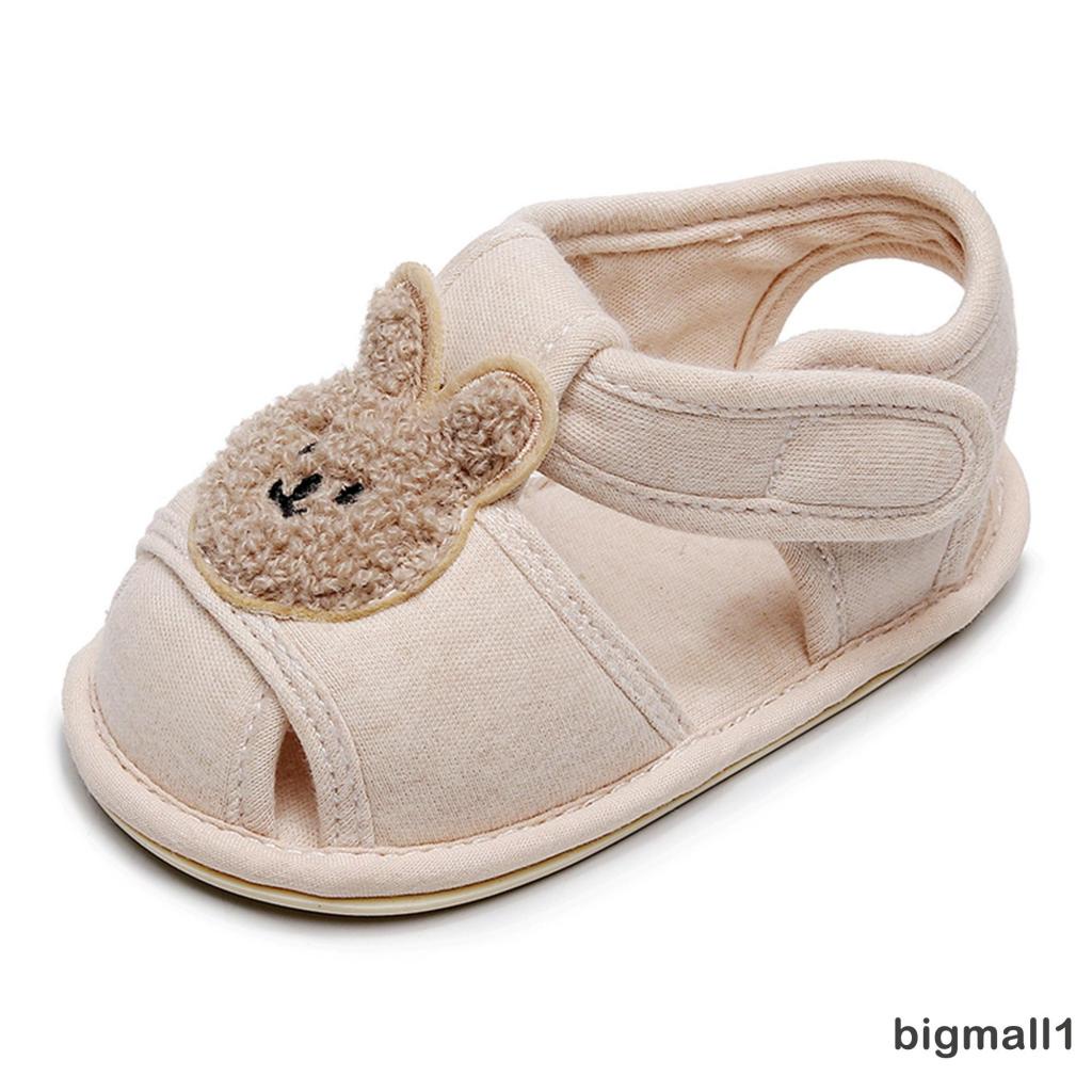 Bigmall-giày Tập Đi Đế Mềm Chống Trượt Thêu Hình Gấu / Thỏ Cho Bé Trai Bé Gái Sơ Sinh