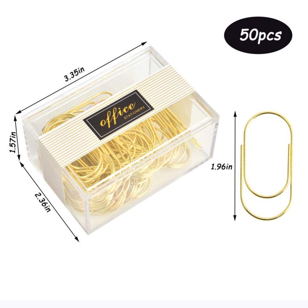 Set 50 Kẹp Giấy Đánh Dấu Trang Sách Bằng Kim Loại Rộng 1.97 inch 50mm