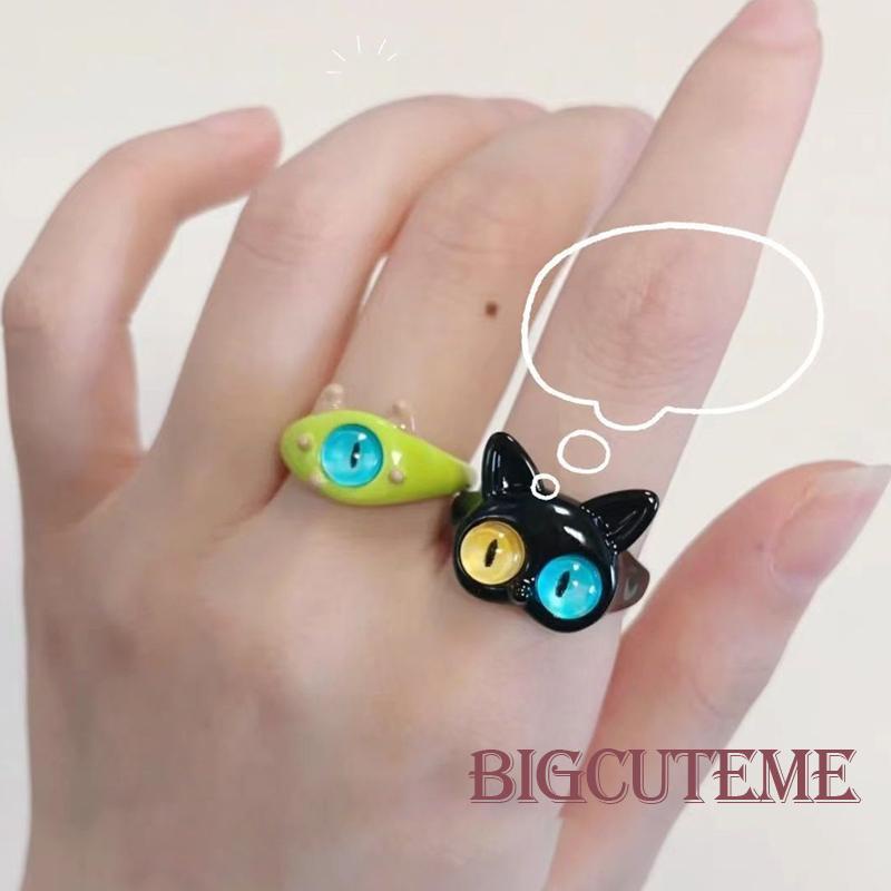 Nhẫn Hình Động Vật Hoạt Hình Dễ Thương Có Thể Điều Chỉnh Cho Tuổi Teen / Nữ